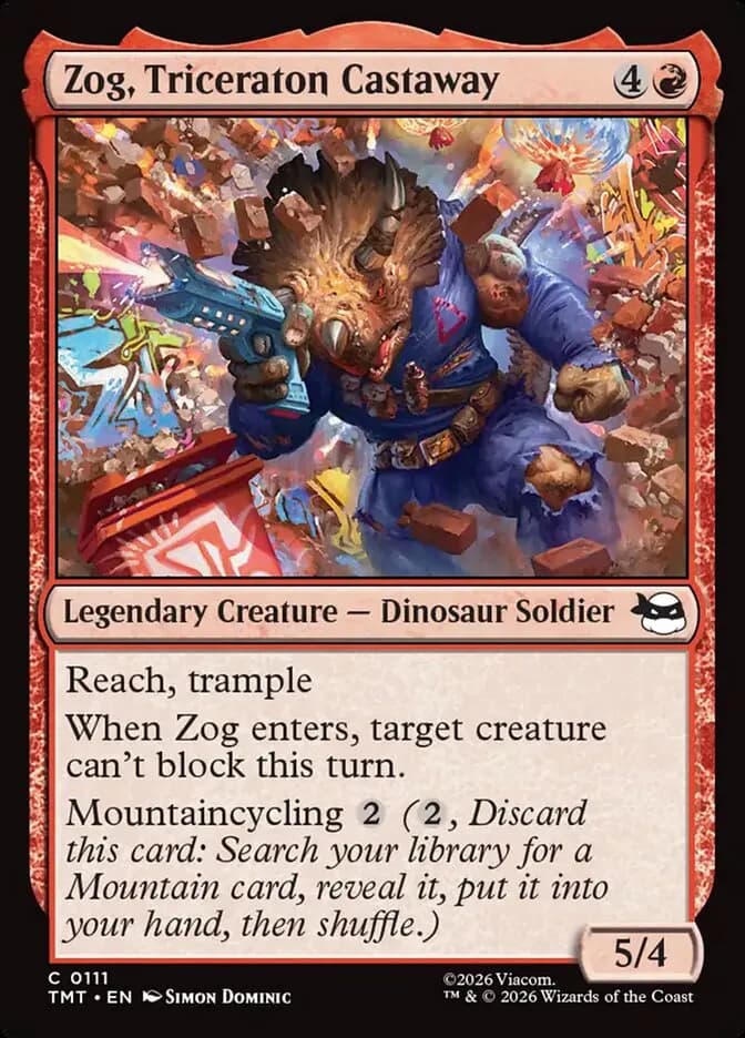 Zog, Triceraton Castaway common card from Teenage Mutant Ninja Turtles