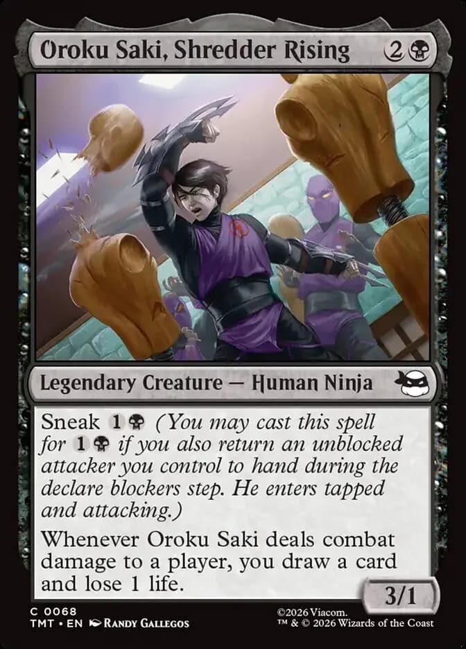 Oroku Saki, Shredder Rising common card from Teenage Mutant Ninja Turtles